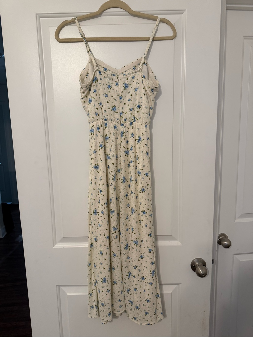 Cream Floral Spaghetti Strap Midi Dress - Picture 4 of 6